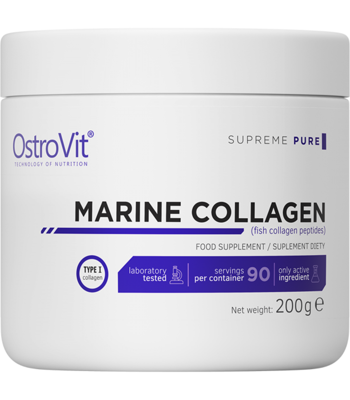 OstroVit Marine Collagen / Hydrolyzed Fish Collagen Powder 200 грама